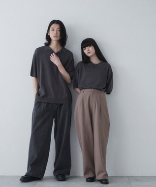 WEGO 【ユニセックス着用ITEM】スキッパーニットポロ ダークグレー