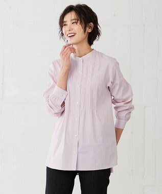 J.PRESS LADIES 【洗える】 BEZ VEGA ピンタック ストライプ ブラウス ピンク系1