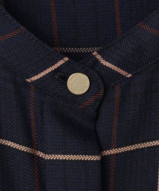 J.PRESS LADIES L サイロチェック ストライプ ワンピース ネイビーチェック系