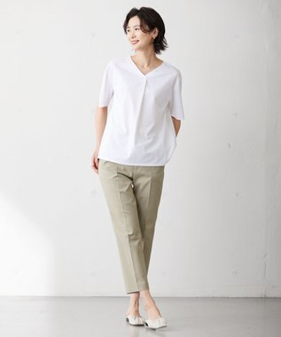 J.PRESS LADIES 【WEB限定カラーあり・吸水速乾・イージーケア】ブロッキングジャージー カットソー ホワイト系