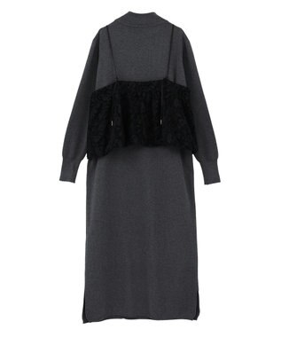 YECCA VECCA 【2点SET】バルーンキャミ付きニットワンピース Gray