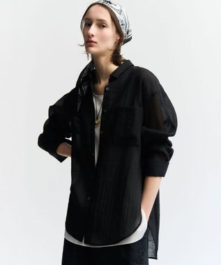 23区 S 【先行予約】リネンミックスシアースラブ オーバーシャツ ブラック系