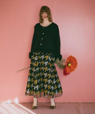 GRACE CONTINENTAL 千鳥刺繍チュールスカート ブラック