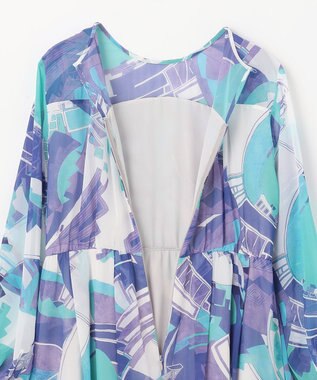 GRACE CONTINENTAL アールデコリゾートプリントワンピース ブルー