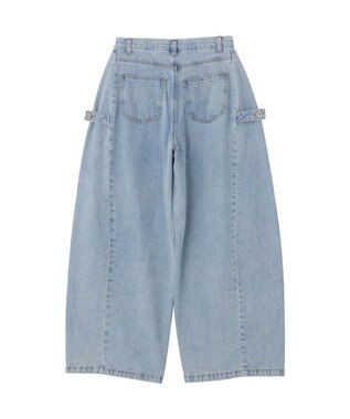 earth music&ecology サイドタックスーパーワイドデニムパンツ Light Blue