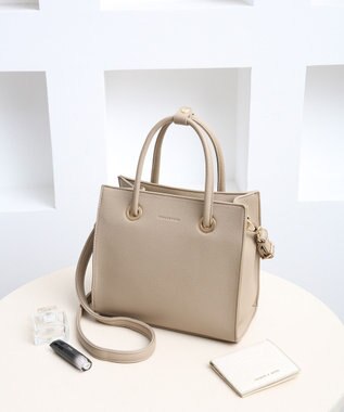 style code  【MERCURYDUO/マーキュリーデュオ】メタルアイレット　両アオリポケット　スクエアハンドバッグ ベージュ