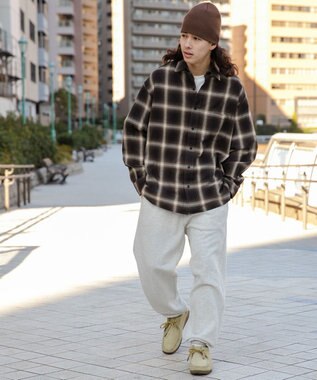 WEGO オンブレチェックシャツ ブラウンチェック1