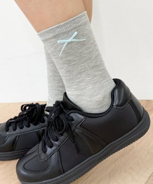 WEGO ミニサテンリボン付きソックス ライトグレー