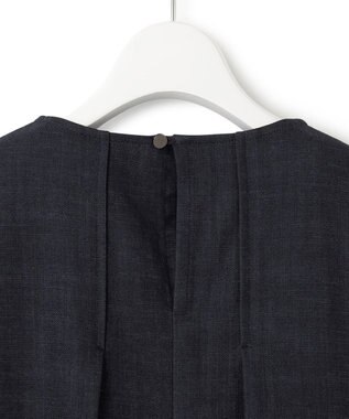 23区 L 【洗える】デニムライクシャンブレー ピンタック ブラウス ネイビー系