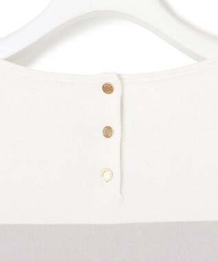 23区 L 【洗える】コットンポリエステルストレッチ オーバーサイズ ニット オフ×ネイビー