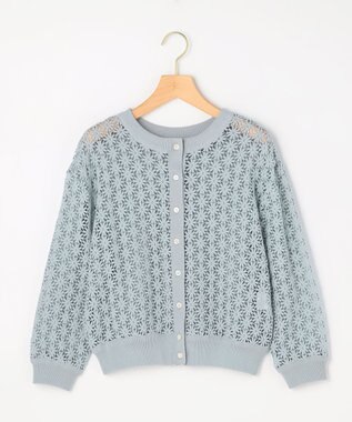 組曲 【先行予約・前後着用可】コットンフラワーレーシー カーディガン ダスティブルー系