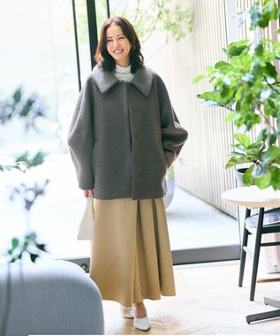 #Newans ヘビーサテンフレアースカート キャメル