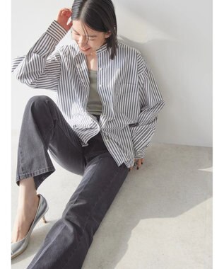 AMERICAN HOLIC 綿ブロードＢＩＧシャツ Stripe Black