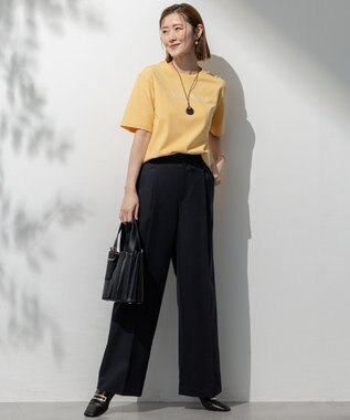 23区 【セットアップ対応/洗える】スラブツイードストレッチ ワイド パンツ ネイビー系