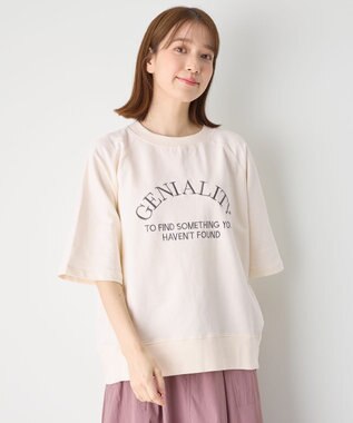 ANY L 【洗濯機可】刺繍ロゴミニ裏毛スウェット エクリュ