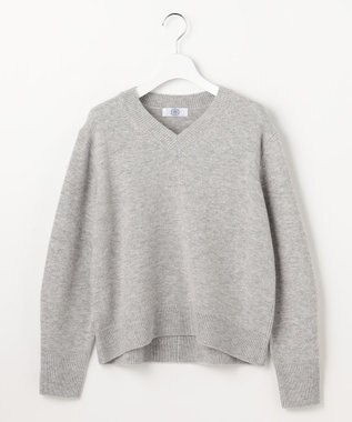 J.PRESS LADIES CASHBIT NEO Vネック ニット ライトグレー系