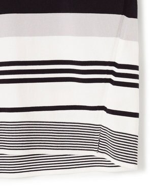 23区 【洗える】コットンポリエステルストレッチ オーバーサイズ ニット オフ×ネイビー