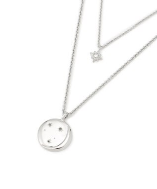 23区 クリスタル付き 2WAY コイン ネックレス シルバー系