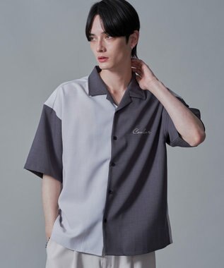 WEGO 【速乾/しわになりにくい/MLサイズ展開】ドライポリカラーブロックシャツ（SS） ダークグレー