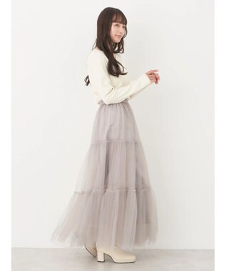 earth music&ecology マルチｗａｙチュールスカート Light Gray