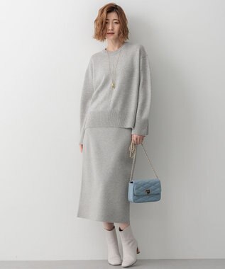 23区 【洗える】カシミヤブレンド Iライン ニットスカート ライトグレー系