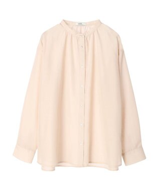 earth music&ecology シアーギャザーネックブラウス Beige