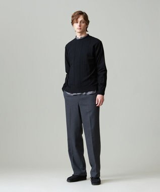 J.PRESS MEN 【ストレッチ性 / イージーケア】【FLEX YARN】クルーネックニット ブラック系