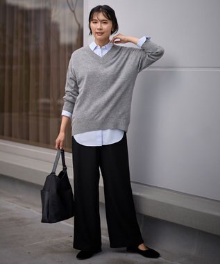 ANY 【手洗い可】イタリーヤーンウールカシミヤミックスＶネックプルオーバー グレー