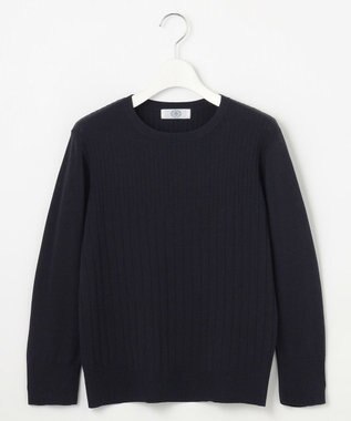 J.PRESS LADIES L 【洗える】Cotton Acetate ストライプ ニット プルオーバー ネイビー系