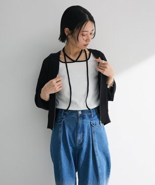 Green Parks フロントＺＩＰニットカーディガン Black