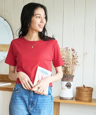 WEGO 【洗える/SML】コンパクトリブT レッド