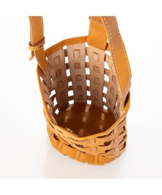 UNBILLION ピークスピーク PEAKS PEAK / 牛革透かし編みメッシュショルダートート キャメル