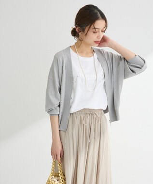 Green Parks フロントＺＩＰニットカーディガン Gray Mixture