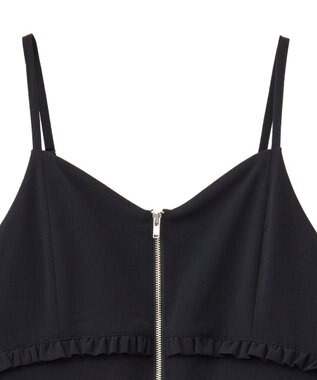 earth music&ecology ミニフリルフロントジップロンパース Black