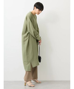 AMERICAN HOLIC 接触冷感バンドカラー切替シャツワンピース Khaki