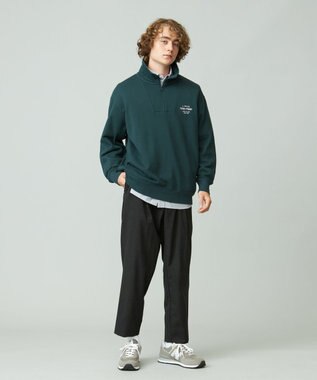 J.PRESS YORK STREET 【UNISEX】ワンポイントロゴ刺繍ハーフジッププルオーバー グリーン系