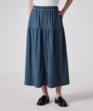 Paul Smith ドロストコード レーヨン スカート ダークインディゴ