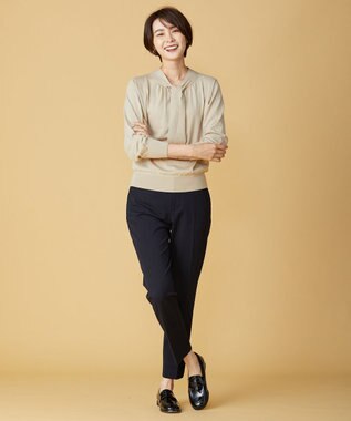 J.PRESS LADIES 【洗える】アルガンシルク テーパード パンツ ネイビー系