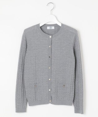 J.PRESS LADIES 【洗える】KNIT BASIC ミディ丈 カーディガン ライトグレー系