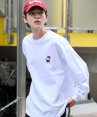 WEGO 【ユニセックス着用ITEM/MLサイズ展開】別注VISIONベアワンポイントT（LS） ホワイト