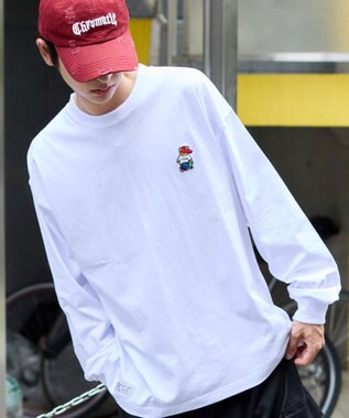 WEGO 【ユニセックス着用ITEM/MLサイズ展開】別注VISIONベアワンポイントT（LS） ホワイト