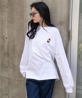 WEGO 【ユニセックス着用ITEM/MLサイズ展開】別注VISIONベアワンポイントT（LS） ホワイト