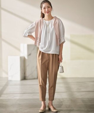 組曲 ライトダブルクロス テーパードパンツ ベージュ系