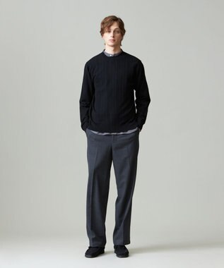 J.PRESS MEN 【ストレッチ性 / イージーケア】【FLEX YARN】クルーネックニット ブラック系