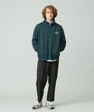 J.PRESS YORK STREET 【UNISEX】ワンポイントロゴ刺繍ハーフジッププルオーバー グリーン系