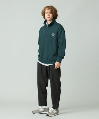 J.PRESS YORK STREET 【UNISEX】ワンポイントロゴ刺繍ハーフジッププルオーバー グリーン系