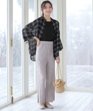 Tiaclasse シアーシャツ＋タンクトップセット（2点セット） ベージュチェック