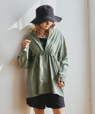 San-ai Resort（三愛水着楽園） 【WEB限定】5点セット バケットハット付きUVカット リブタンキニ+ラッシュガードセット水着【BeachQueen(ビーチクイーン）】 カーキー