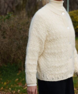 muuc アルパカモヘヤ模様編みカーディガン ホワイト