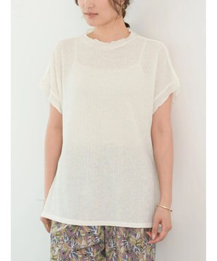 Green Parks プリーツ加工フレンチスリーブカットプルオーバー Off White